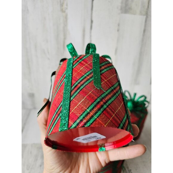 Pier 1 glitter metal present RARE retired Xmas decor vintage retired plaid green - Picture 8 of 13